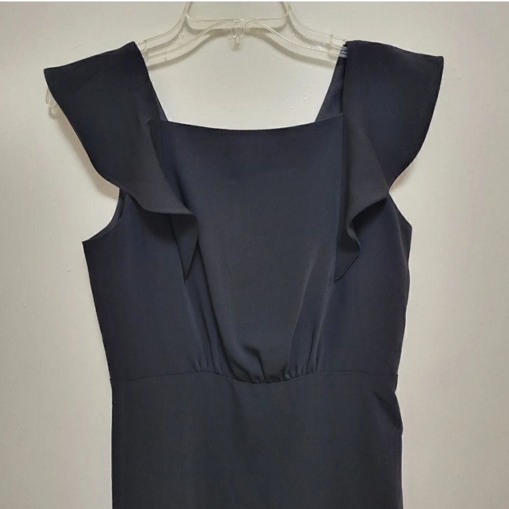 Loft Black Ruffle Top Shift Mini Dress Size 2P - Picture 4 of 11